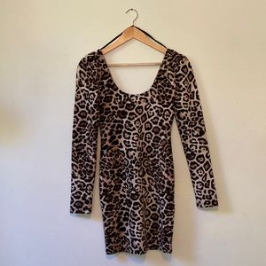 Meow Lepord Print, Scoop Neck Dress.